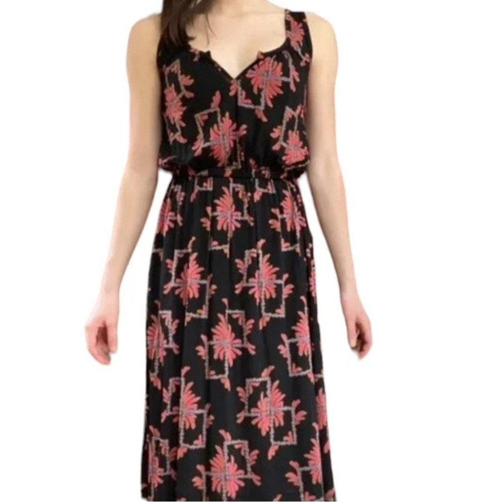 Marc By Marc Jacobs Floral Jersey Dress Sz L Black Sleeveless Stretchy Lightweig